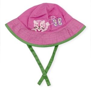 Hanna Andersson pink sunhat with green chin ties Size Medium